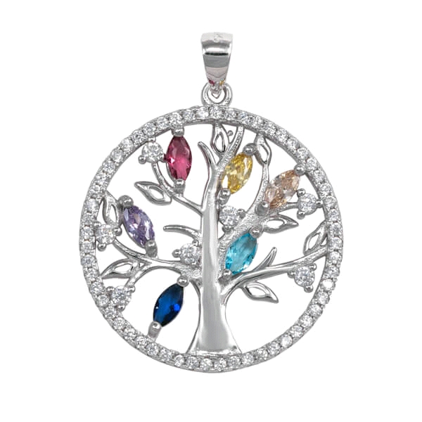 COLGANTE ARBOL VIDA PLATA 1ª LEY 26 MM