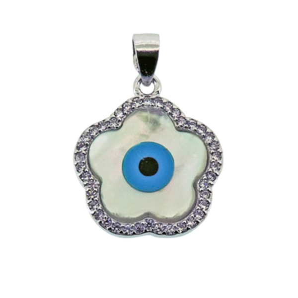 COLGANTE OJO TURCO PLATA 1ª LEY 15 MM