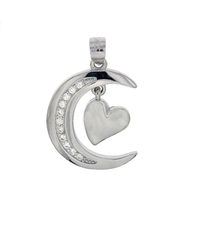 COLGANTE LUNA CORAZON PLATA PRIMERA LEY