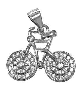 COLGANTE BICICLETA ZIRCONI PLATA 925 MIL.