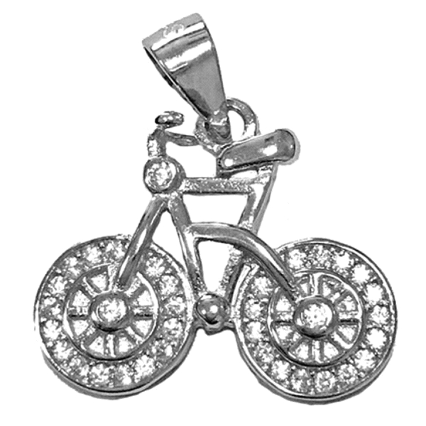 COLGANTE BICICLETA ZIRCONI PLATA 925 MIL.
