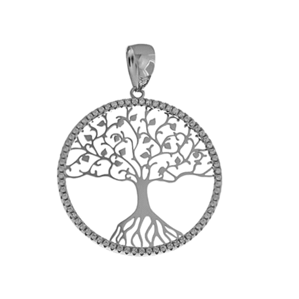 COLGANTE ARBOL VIDA PLATA 1ª LEY 30 MM