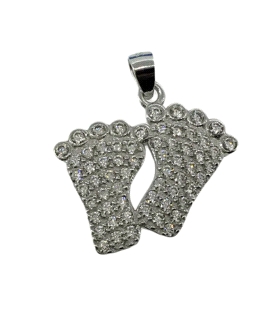 COLGANTE PIES ZIRCONITAS PLATA 925 MIL.