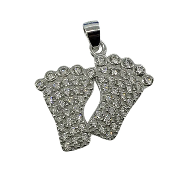 COLGANTE PIES ZIRCONITAS PLATA 925 MIL.