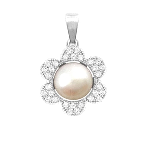 COLGANTE PERLA BOTON PLATA 1ª LEY