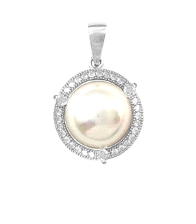 COLGANTE PERLA SINTETICA PLATA 1ª LEY
