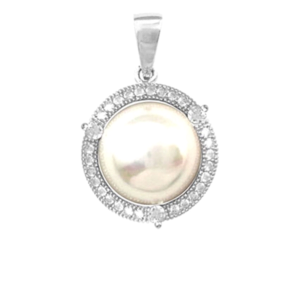 COLGANTE PERLA SINTETICA PLATA 1ª LEY