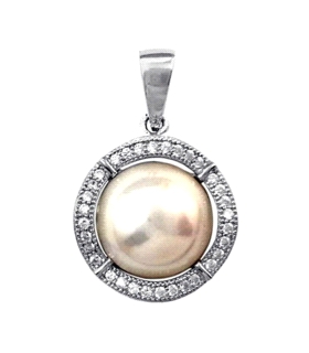 COLGANTE PERLA SINTETICA PLATA 1ª LEY