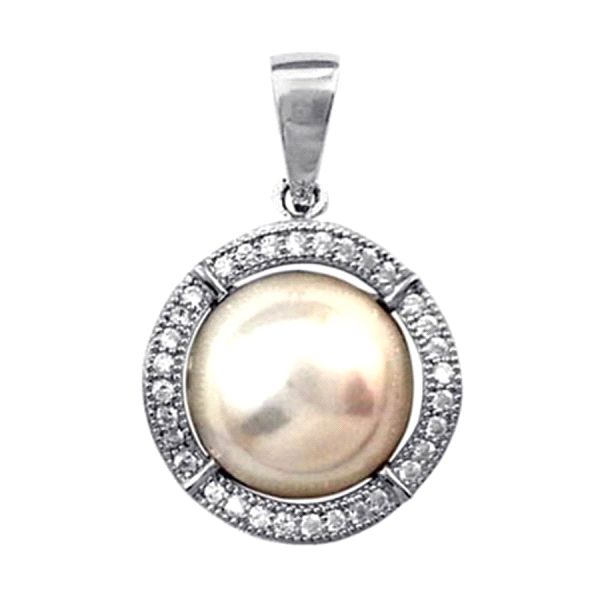 COLGANTE PERLA SINTETICA PLATA 1ª LEY
