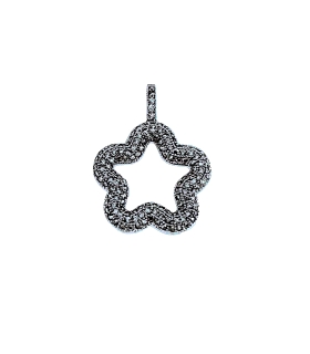 COLGANTE FLOR PLATA 1ª LEY RODIADA 19 MM
