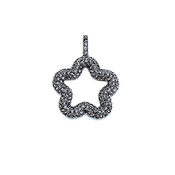 COLGANTE FLOR PLATA 1ª LEY RODIADA 19 MM