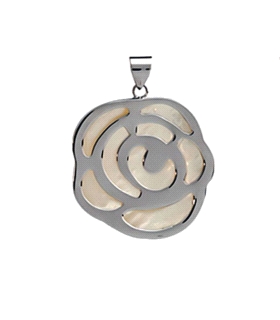 COLGANTE FLOR PLATA 1ª LEY RODIO Y NACAR