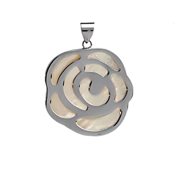 COLGANTE FLOR PLATA 1ª LEY RODIO Y NACAR