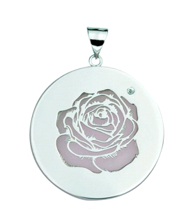 COLGANTE FLOR ROSA PLATA 1ª LEY RODIADA
