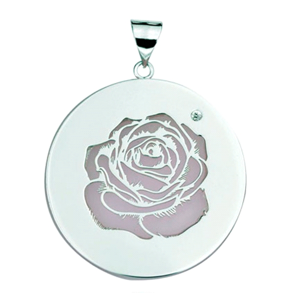 COLGANTE FLOR ROSA PLATA 1ª LEY RODIADA