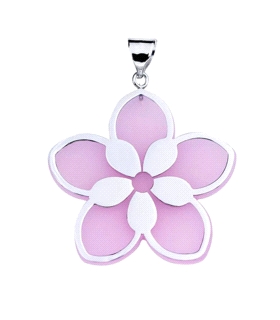 COLGANTE FLOR ROSA PLATA 1ª LEY RODIADA