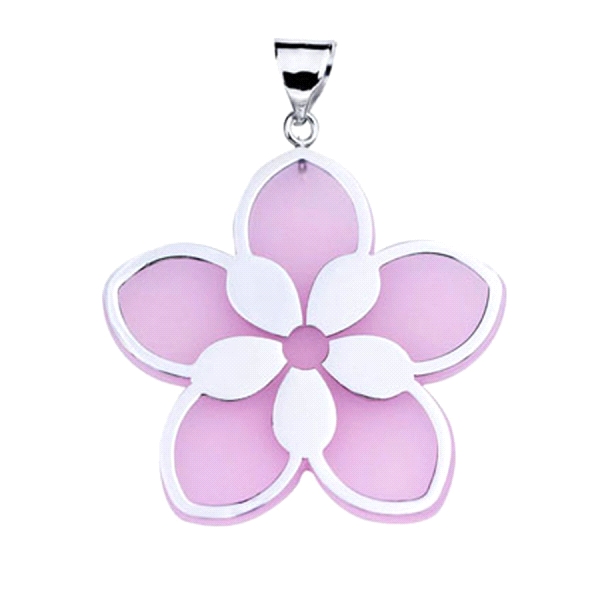 COLGANTE FLOR ROSA PLATA 1ª LEY RODIADA