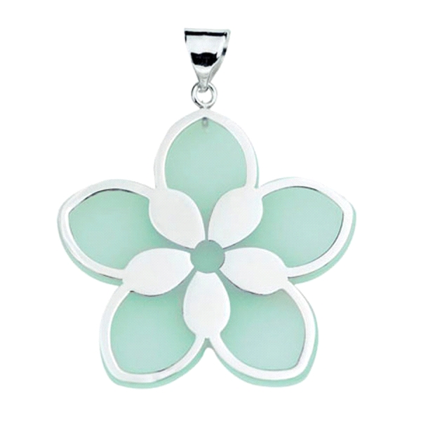COLGANTE FLOR VERDE PLATA 1ª LEY RODIADA