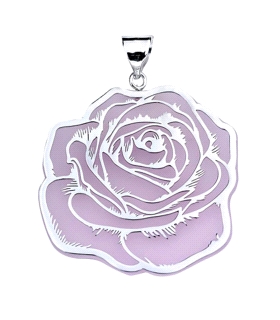 COLGANTE FLOR ROSA PLATA 1ª LEY RODIADA