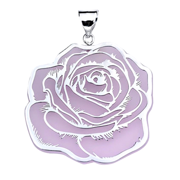 COLGANTE FLOR ROSA PLATA 1ª LEY RODIADA