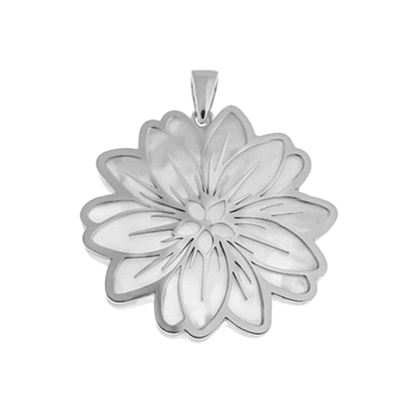 COLGANTE NACAR FLOR PLATA 925 MIL.
