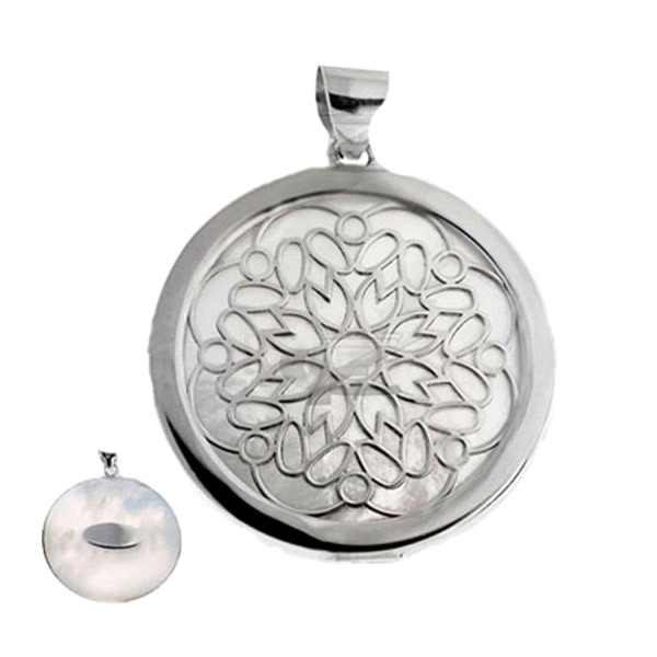 COLGANTE MANDALA PLATA 1ª LEY 30 MM