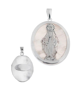 COLGANTE VIRGEN MILAGROSA PLATA 1ª LEY