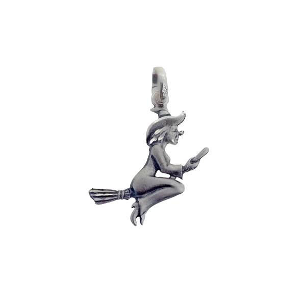 COLGANTE BRUJA PLATA 1ª LEY 25 X 25 MM.