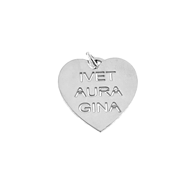 COLGANTE CORAZON PLATA 1ª LEY 25 X 25 MM