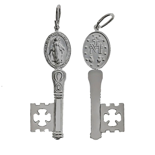 COLGANTE LLAVE MILAGROSA PLATA 1ª LEY