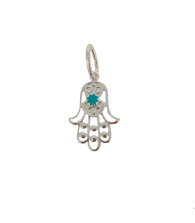 COLGANTE MANO FATIMA PLATA 1ª LEY 19X14