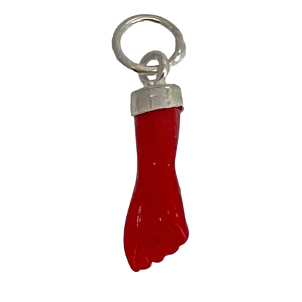 COLGANTE HIGA ROJA PLATA 1ª LEY 15 X 5 MM