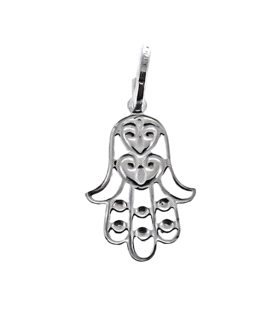 COLGANTE MANO FATIMA PLATA 1ª LEY 22X14