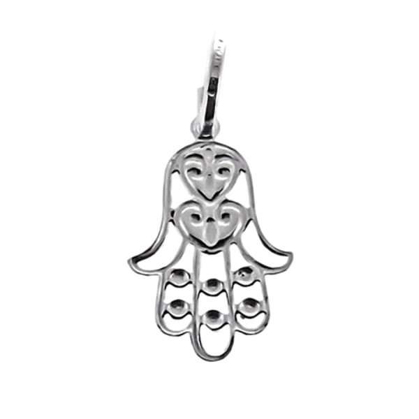 COLGANTE MANO FATIMA PLATA 1ª LEY 22X14