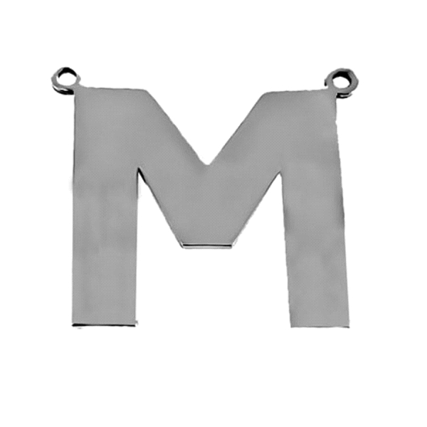 COLGANTE LETRA PLATA 1ª LEY M 15 X 15 MM