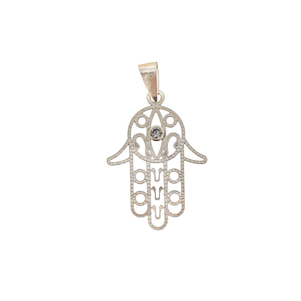 COLGANTE MANO FATIMA PLATA 1ª LEY 28X22