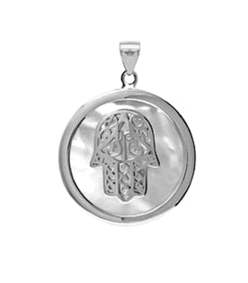 COLGANTE MANO FATIMA PLATA 1ª LEY 30 MM