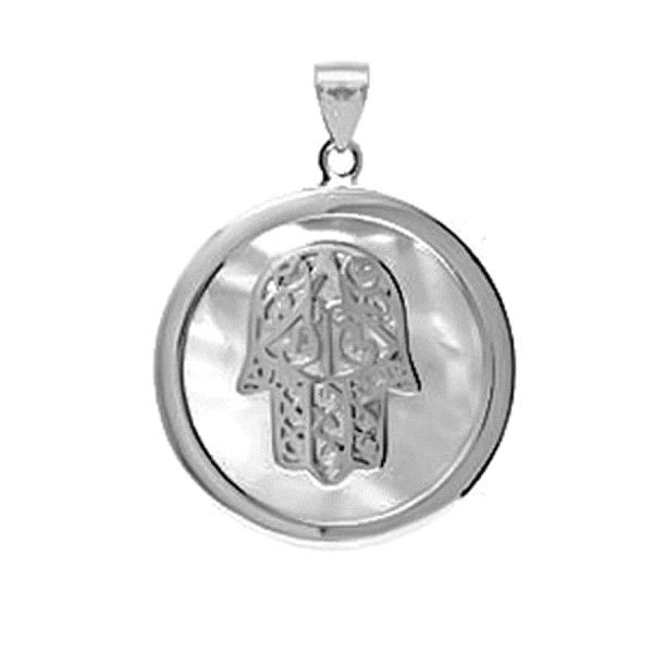 COLGANTE MANO FATIMA PLATA 1ª LEY 30 MM
