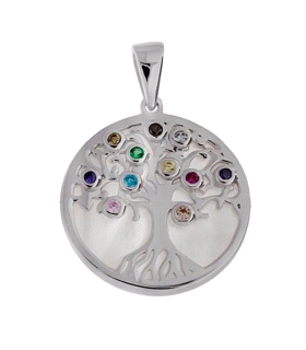 COLGANTE ARBOL VIDA PLATA 1ª LEY 20 MM.