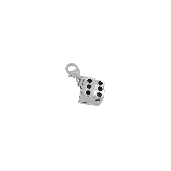 COLGANTE DADO PLATA PRIMERA LEY 8 X 8 MM