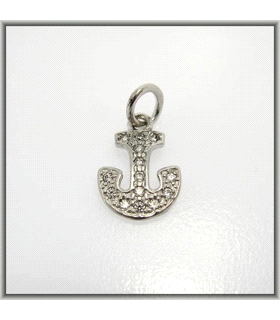 COLGANTE ANCLA RODIO ZIR. PLATA 925 MIL.