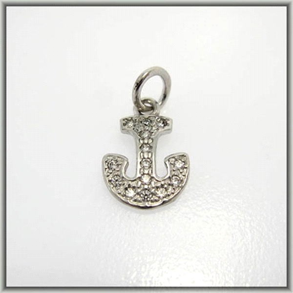 COLGANTE ANCLA RODIO ZIR. PLATA 925 MIL.