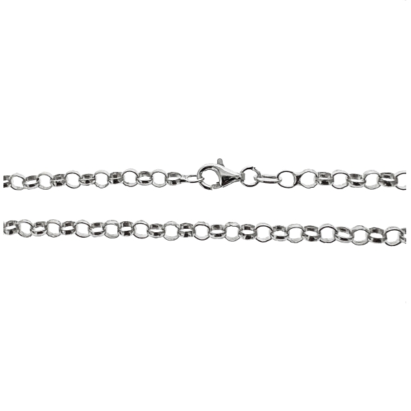 COLLAR CADENA ROLO PLATA 1ª LEY 80 CM.