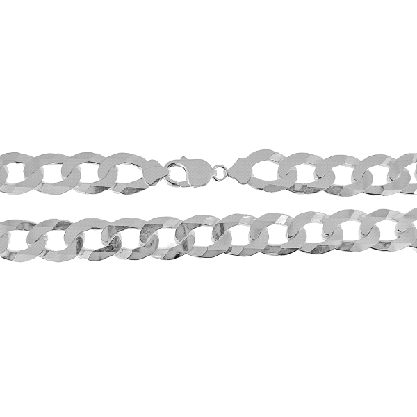 COLLAR CADENA BARBADA MACIZA PLATA 1ª LE