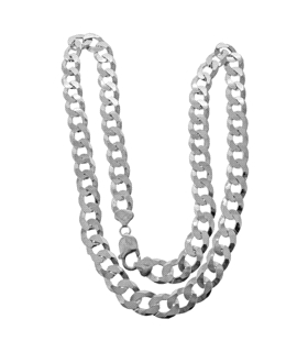 COLLAR CADENA BARBADA PLATA 1ª LEY 60 CM