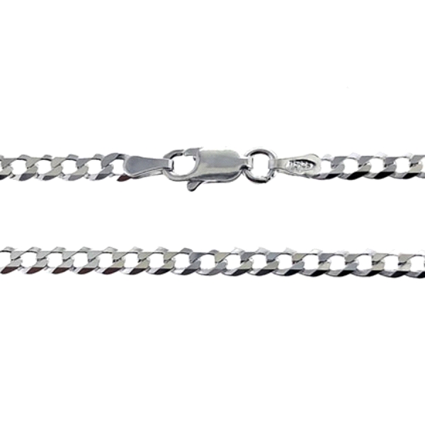 COLLAR CADENA BARBADA LIMADA PLATA 1ª LE