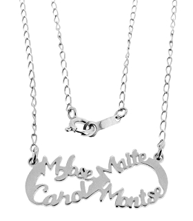COLLAR INFINITO PLATA 1ª LEY 4 NOMBRES
