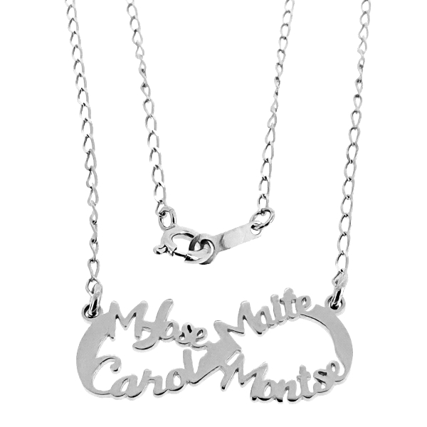 COLLAR INFINITO PLATA 1ª LEY 4 NOMBRES