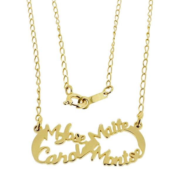 COLLAR INFINITO PLATA 1ª LEY 4 NOMBRES
