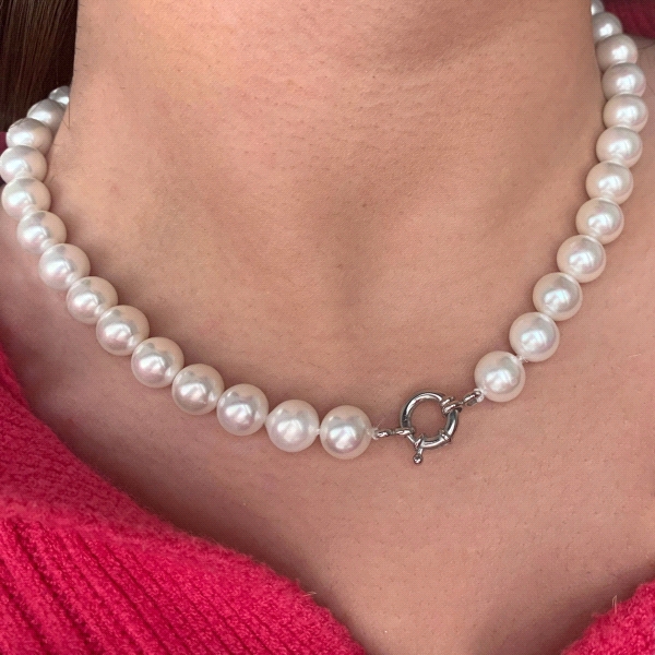 COLLAR PERLAS SHELL 10 MM PLATA 1ª LEY 4